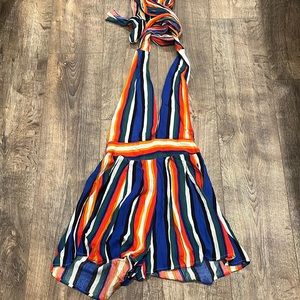 Romper. Size:6. Striped with versatile wear options.
